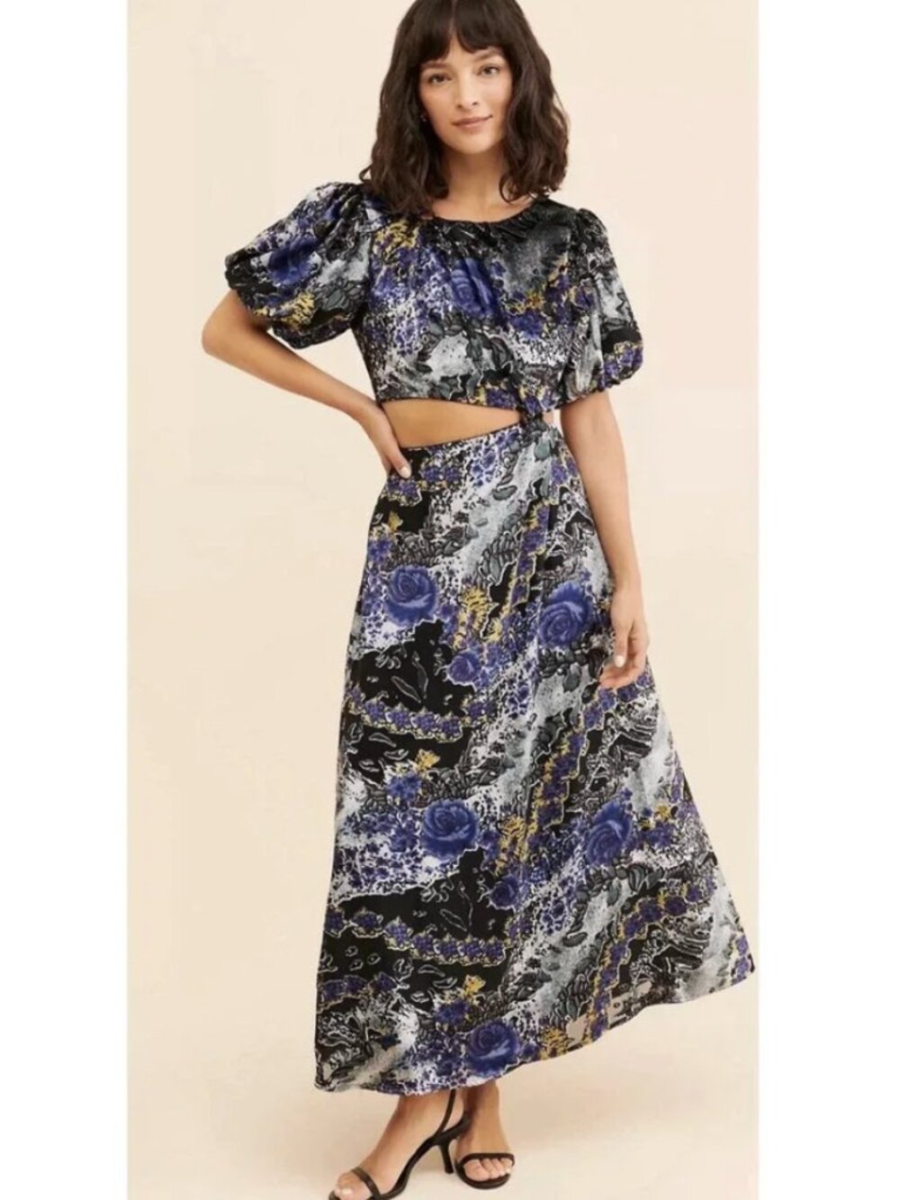 Anthropologie Let Me Be Burnout Velvet Cut Out Maxi Dress Size XL